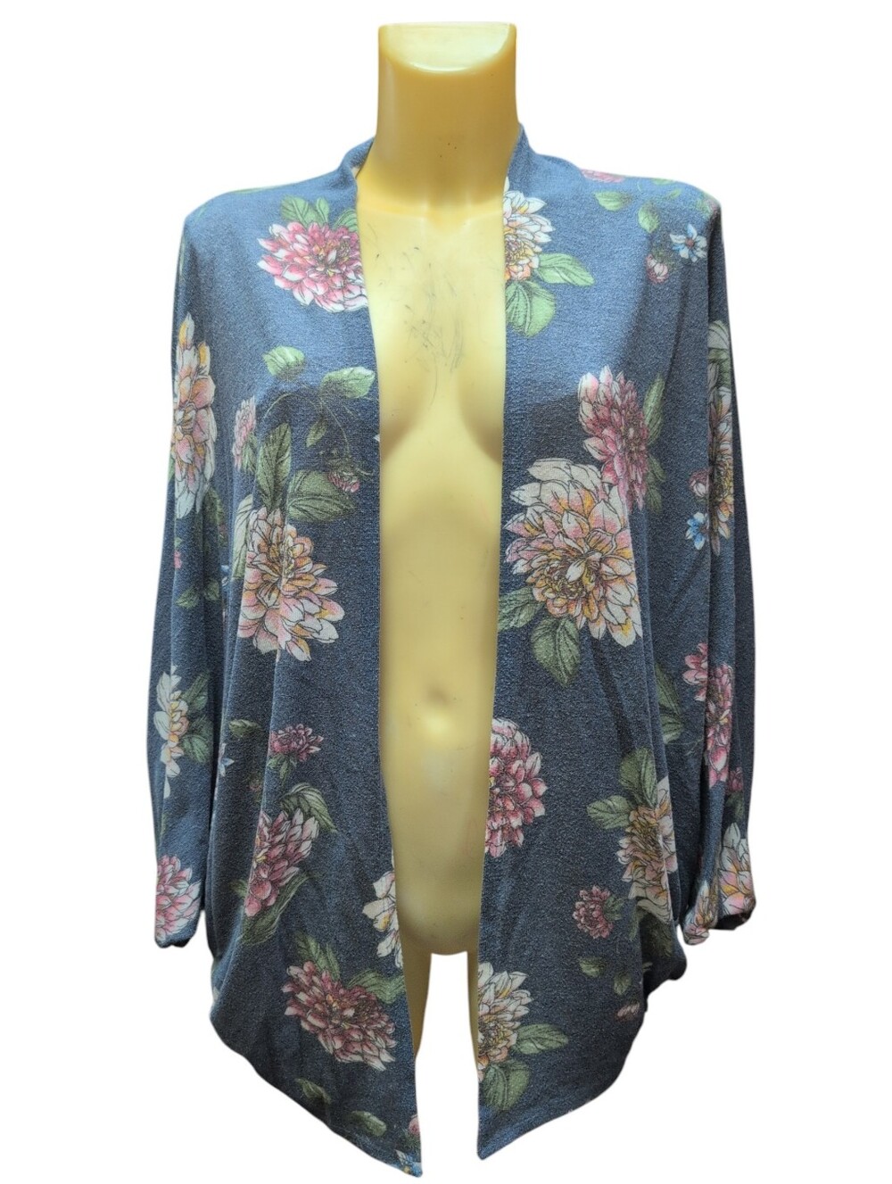 CHRIS & CAROL Blue Floral Open Front Cardigan